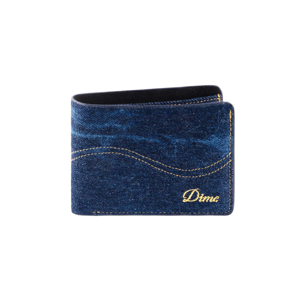 Dime Cursive Blindfold Wallet-(indigo denim)